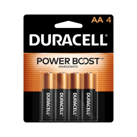 Duracell Coppertop AA Battery with POWER BOOSTâ„¢, 4 Pack Long-Lasting Batteries