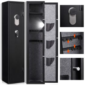 3-5 Gun Safes for Home Rifle and Pistols, Quick Access Safes for Shotguns, cabinets with Adjustable Rack, Pockets and Removable Shelf