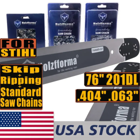 US STOCK -Holzfforma 76Inch .404" .063" 201 Drive Links Solid Guide Bar Full Chisel Saw Chain Skip Chain Ripping Chain For ST 088 MS880 070 090 084 07