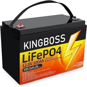 12V 100Ah LiFePO4 Battery, Lithium Battery Built-in 100A BMS 1280Wh, Deep Cycle Battery Up to 12000 Cycle Times, Iron Phosphate Battery for RV, Solar