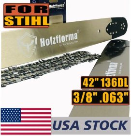 US STOCK - HolzfformaÂ® Pro 42 Inch 3/8 .063 136DL Solid Bar & Full Chisel Chain Combo For Stihl MS440 MS441 MS460 MS461 MS660 MS661 MS650 066 065 064