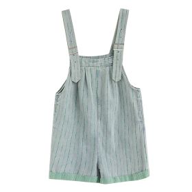 Fashion Striped Denim Straps Shorts (Option: Striped overalls-M)