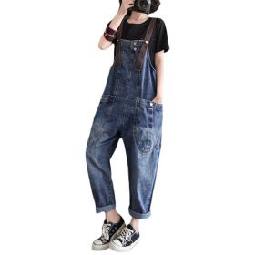 Women's Loose Overalls And Slim Student's Overalls (Option: Blue-M)